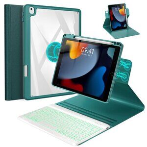 iPad 10.2" Keyboard Case with 360° Rotating Magnetic Cover – Teal (New in Box)